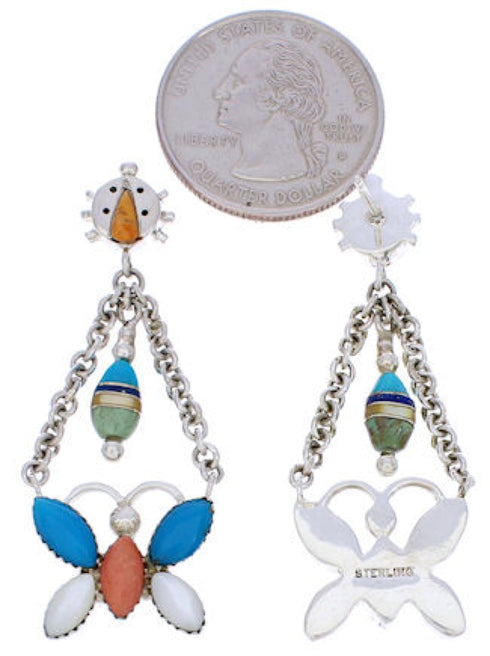 Butterfly Ladybug Multicolor Silver Jewelry Earrings MW76054